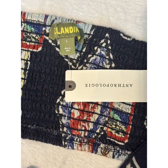 Anthropologie Celandine Linen Blend Strapless Jumpsuit Sz Lg Navy Blue - Picture 7 of 9